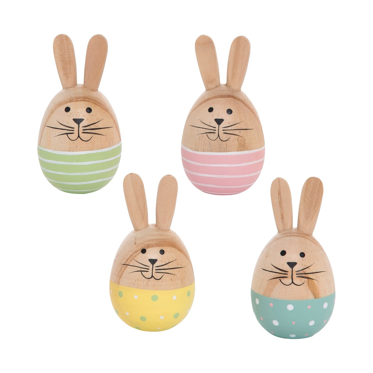 Easter Egg Bunny Rabbit Spring Figures Decoration Set of 4